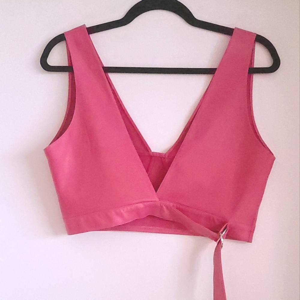 Pink leather adjustable bustier top - Picture 10 of 10